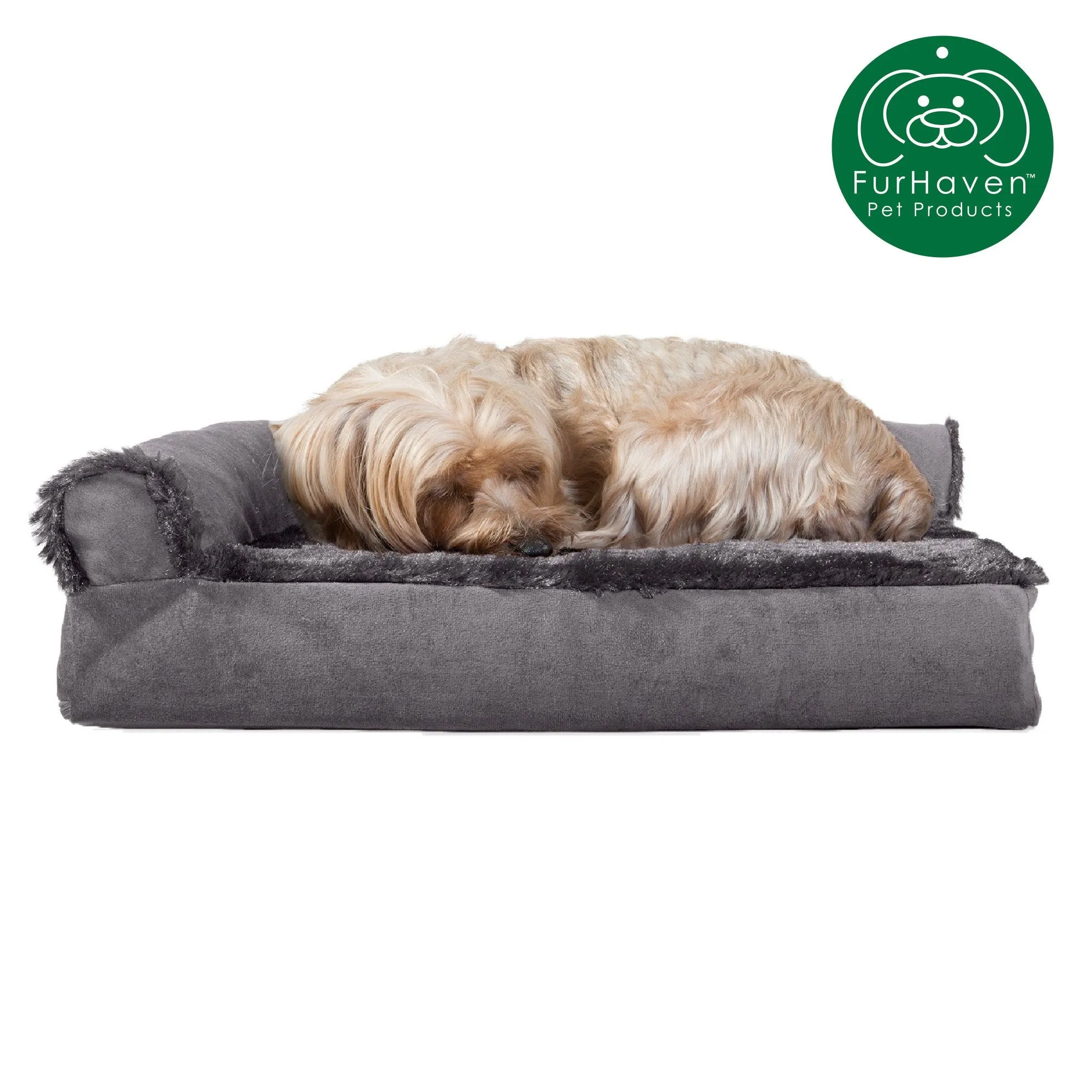 Memory Foam Plush & Velvet L-Shaped Lounge Sofa Pet Bed