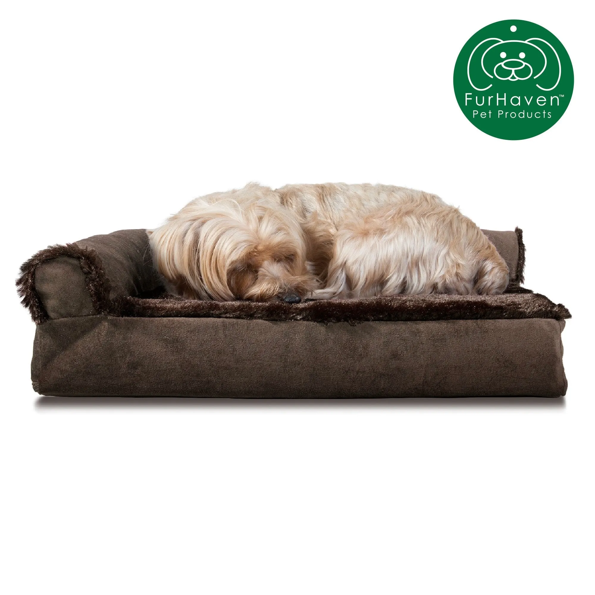 Memory Foam Plush & Velvet L-Shaped Lounge Sofa Pet Bed