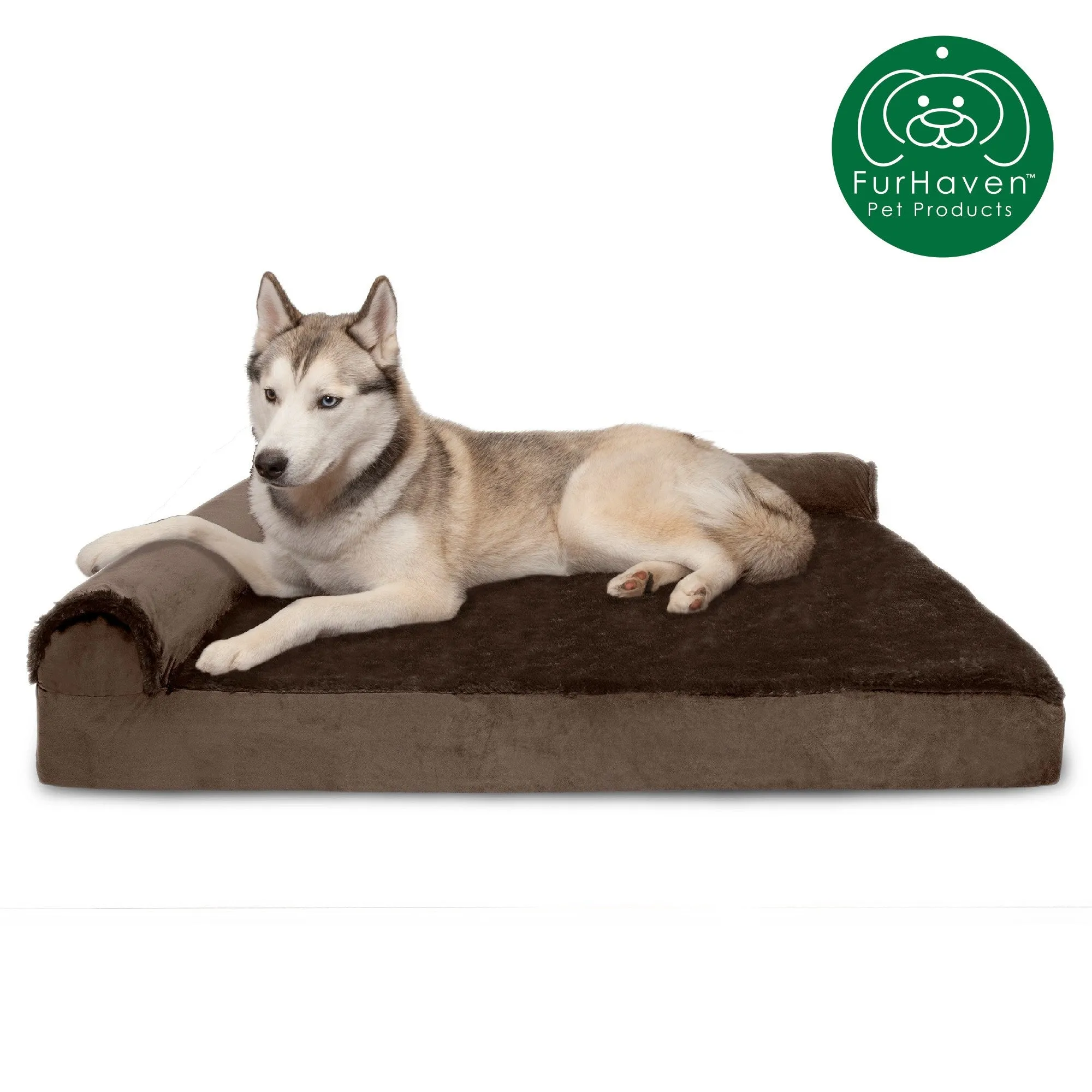 Memory Foam Plush & Velvet L-Shaped Lounge Sofa Pet Bed