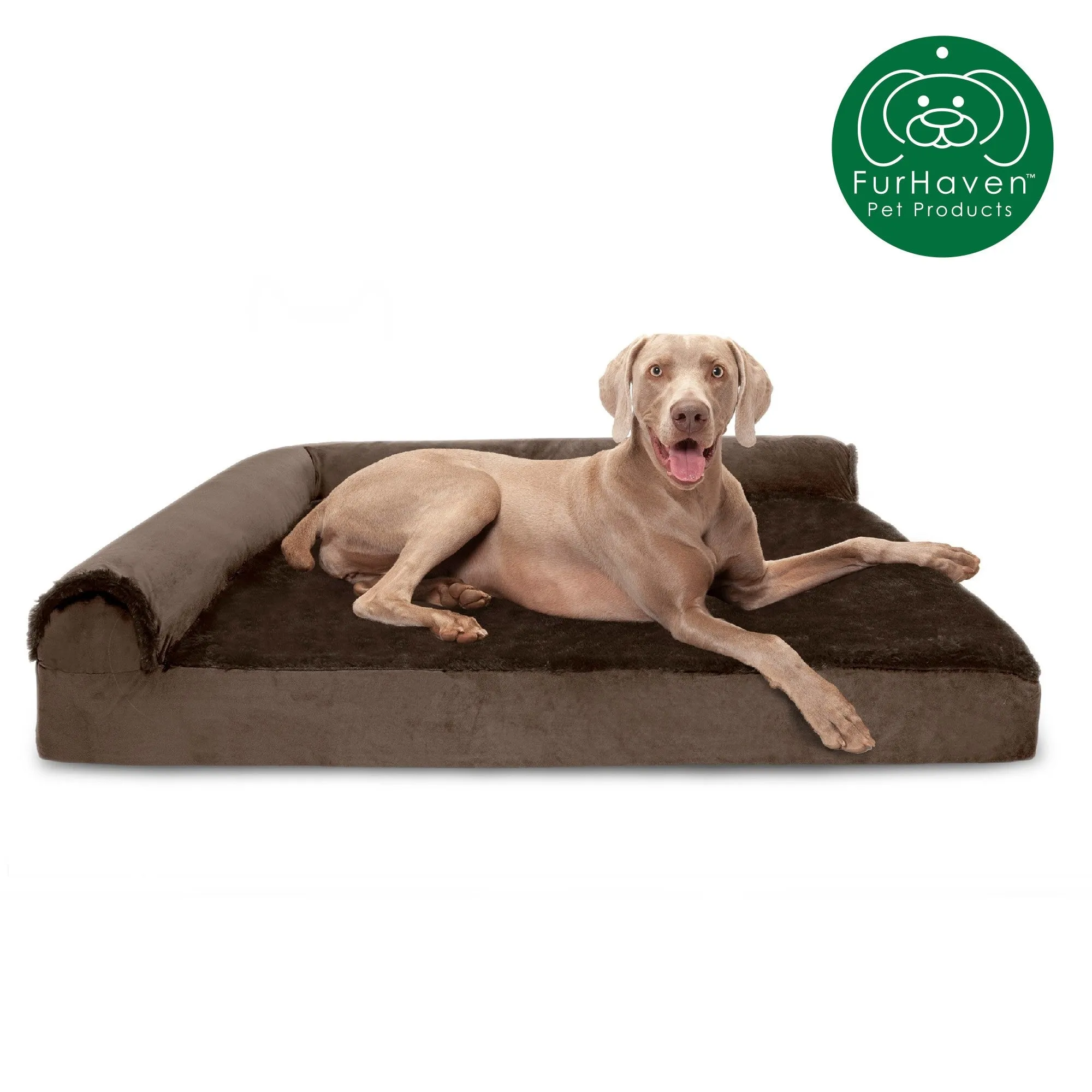 Memory Foam Plush & Velvet L-Shaped Lounge Sofa Pet Bed