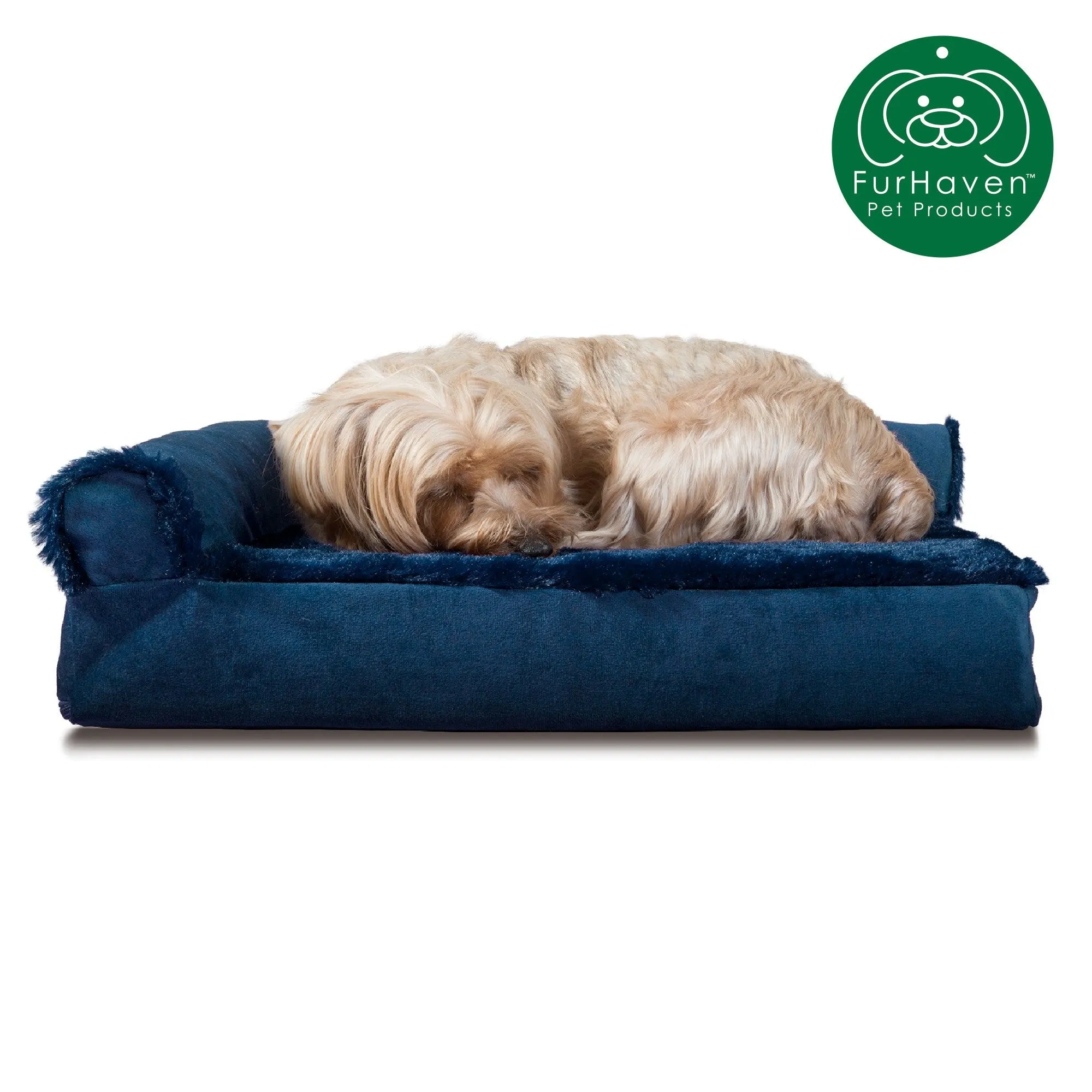 Memory Foam Plush & Velvet L-Shaped Lounge Sofa Pet Bed