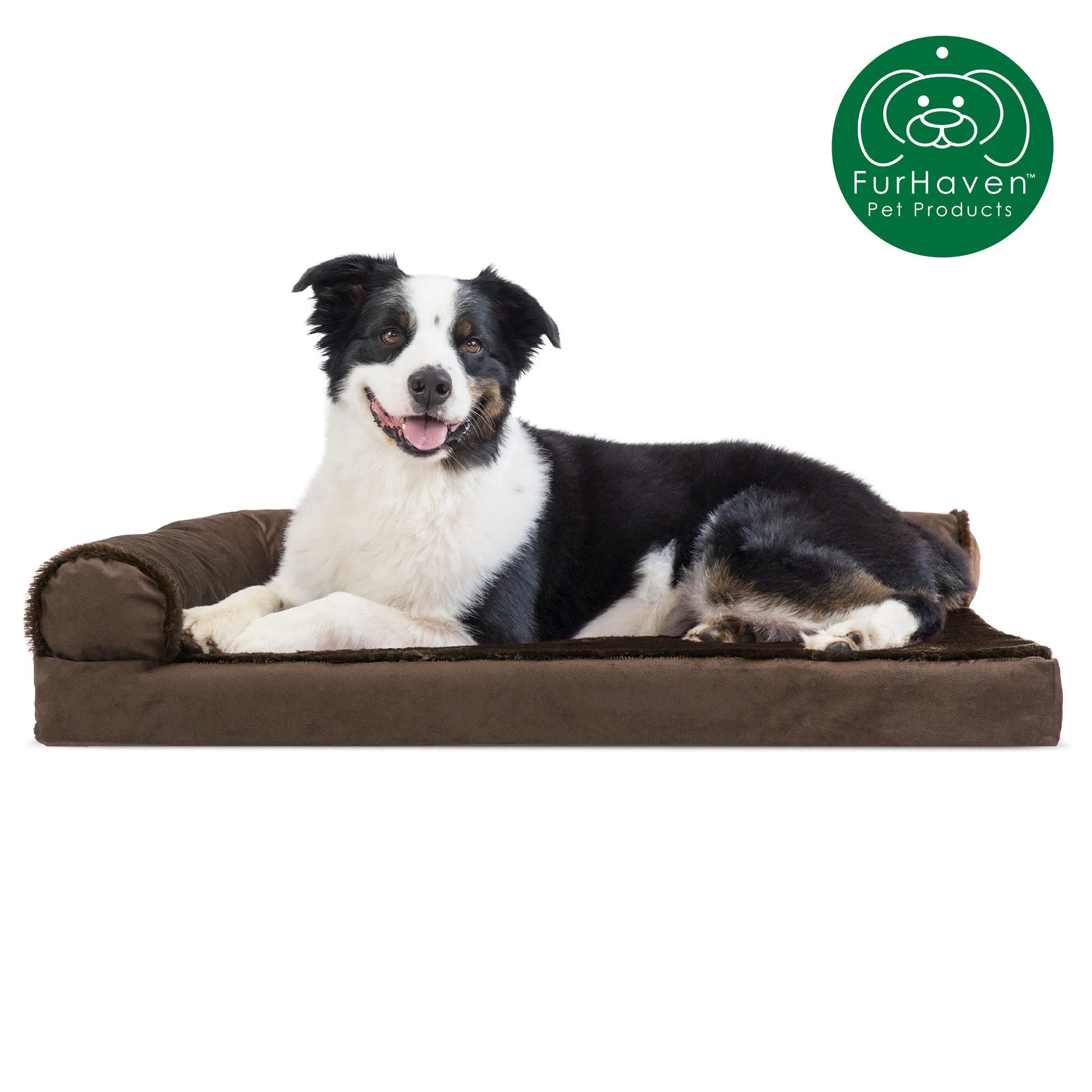 Memory Foam Plush & Velvet L-Shaped Lounge Sofa Pet Bed