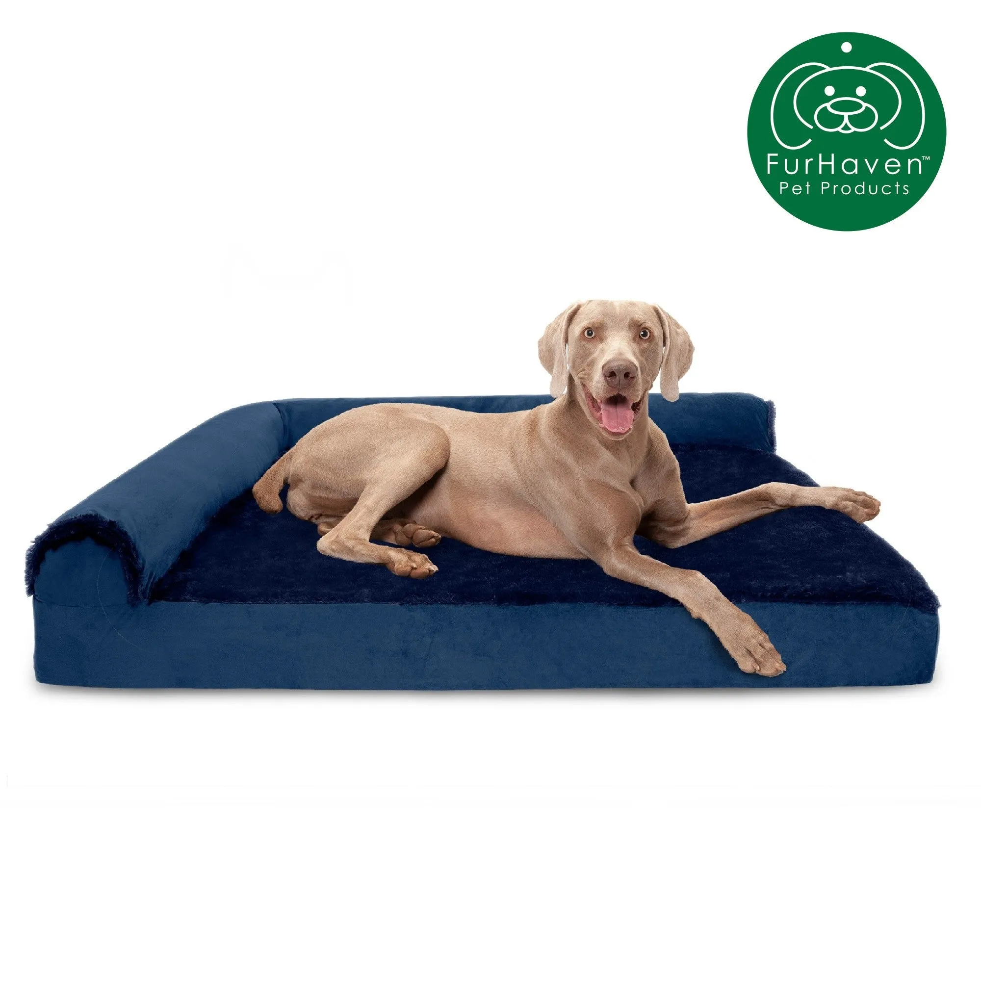 Memory Foam Plush & Velvet L-Shaped Lounge Sofa Pet Bed