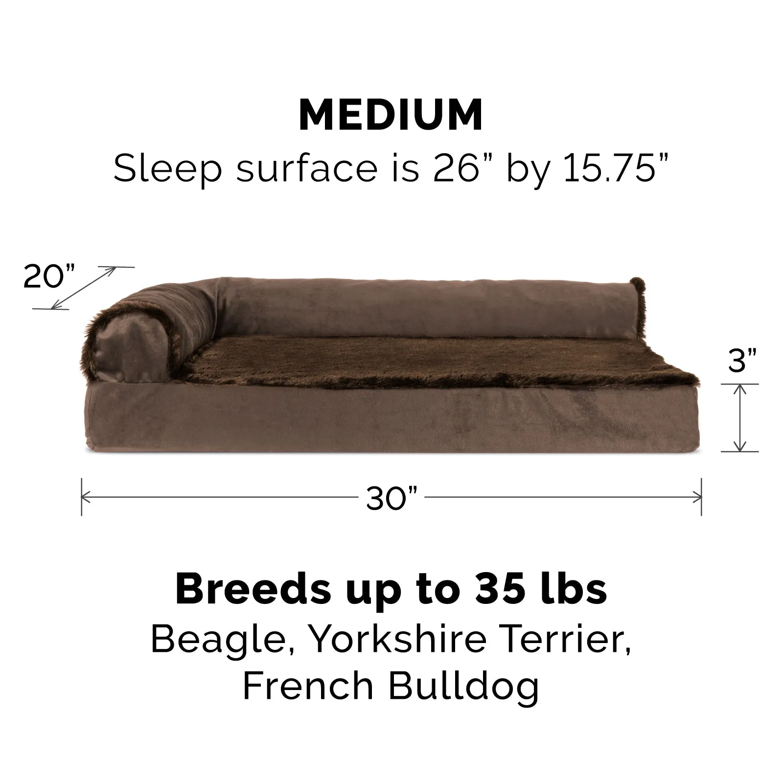 Memory Foam Plush & Velvet L-Shaped Lounge Sofa Pet Bed