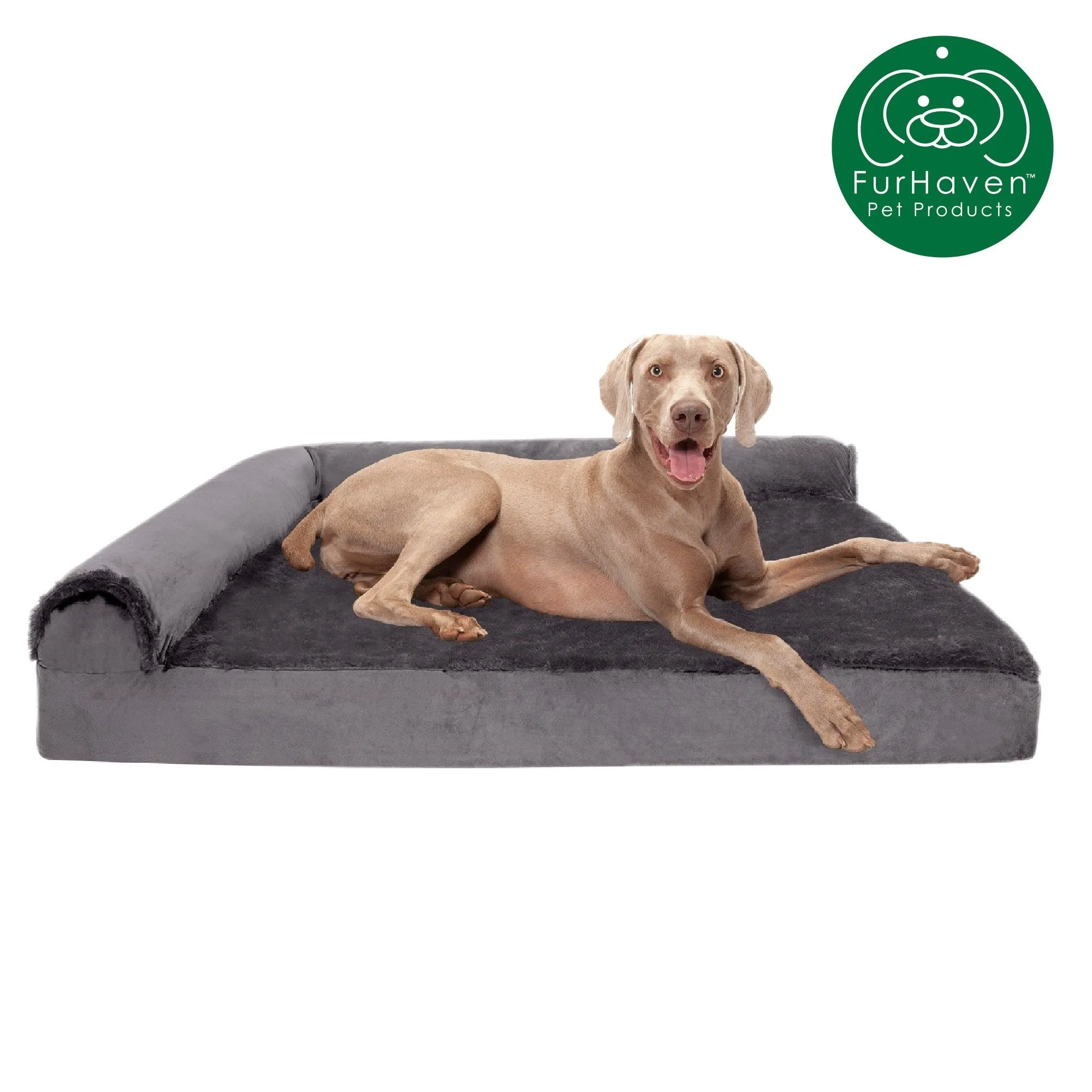 Memory Foam Plush & Velvet L-Shaped Lounge Sofa Pet Bed