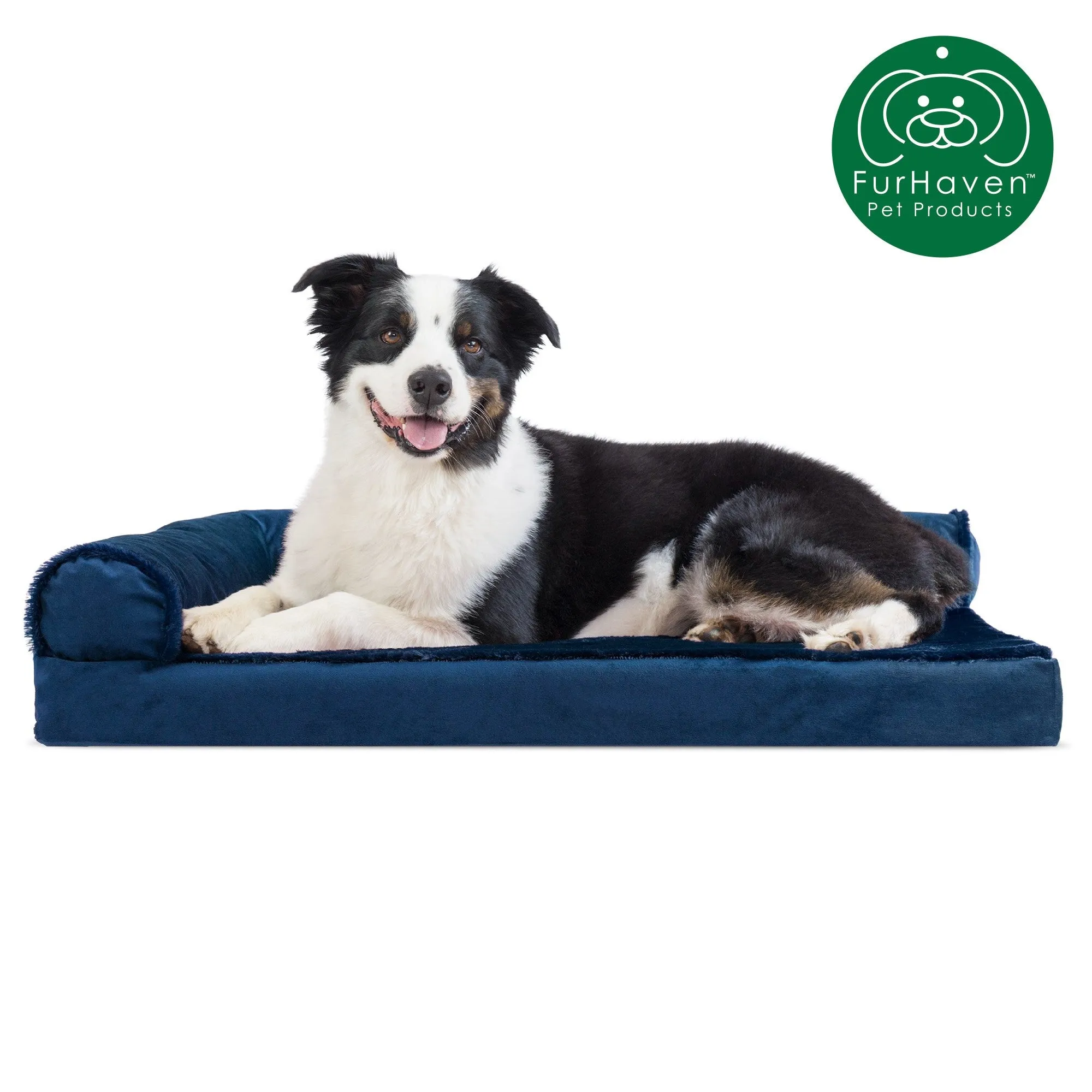Memory Foam Plush & Velvet L-Shaped Lounge Sofa Pet Bed