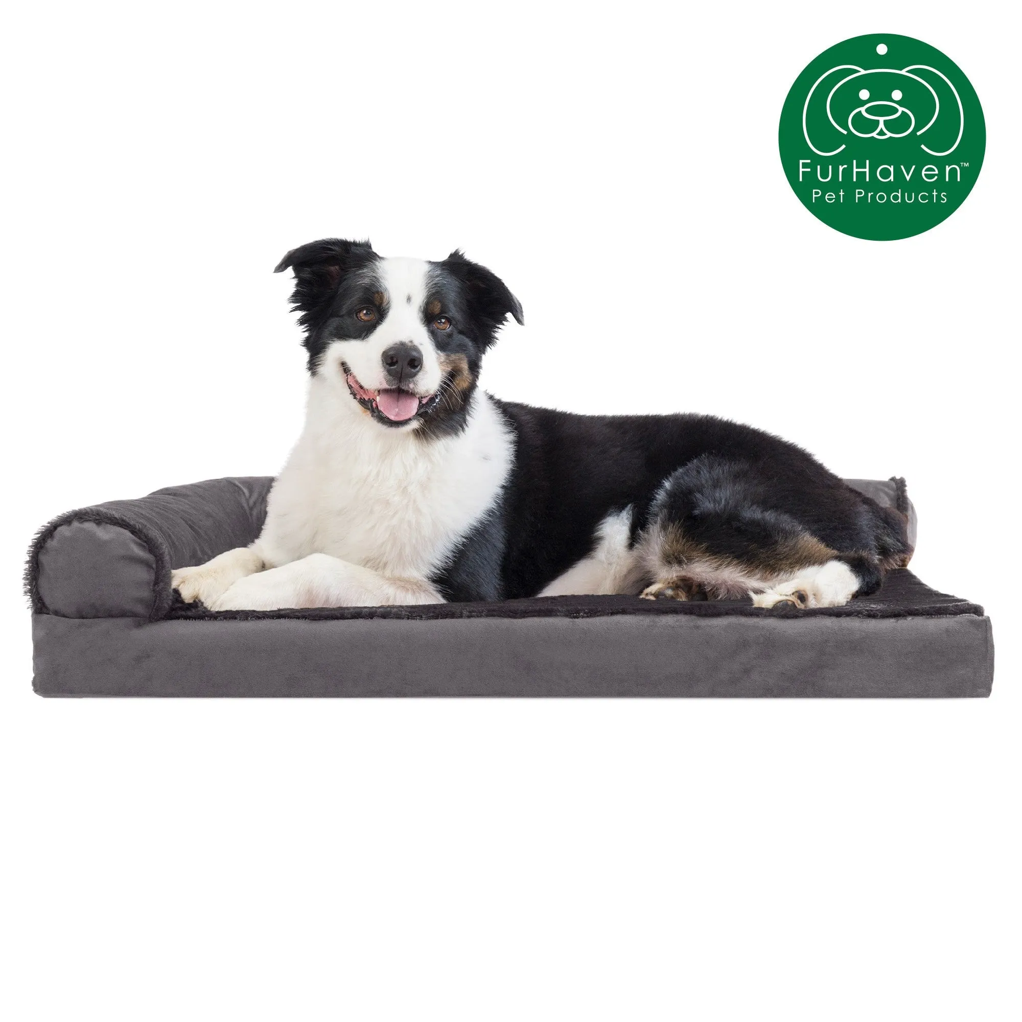 Memory Foam Plush & Velvet L-Shaped Lounge Sofa Pet Bed
