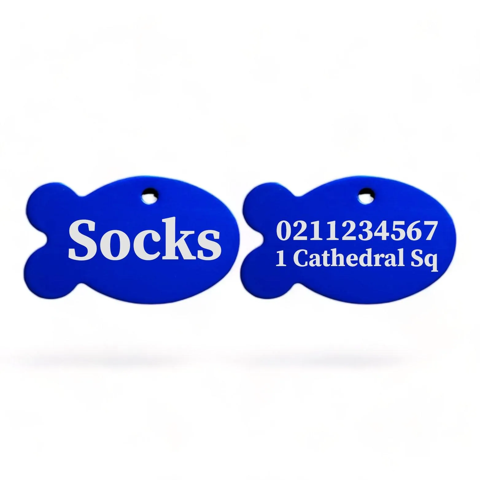 Name Front & 1 Number & Address Back | Fish Aluminum | Cat, Kitten & Dog ID Pet Tag