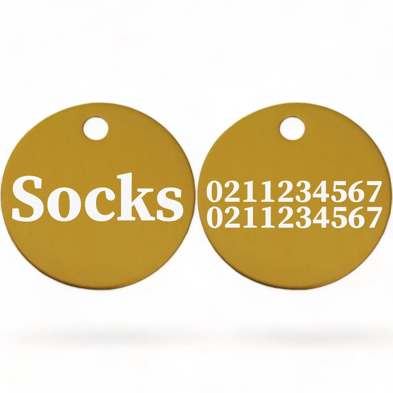Name Front & 2 Numbers Back | Round Aluminium | Cat & Kitten ID Pet Tag