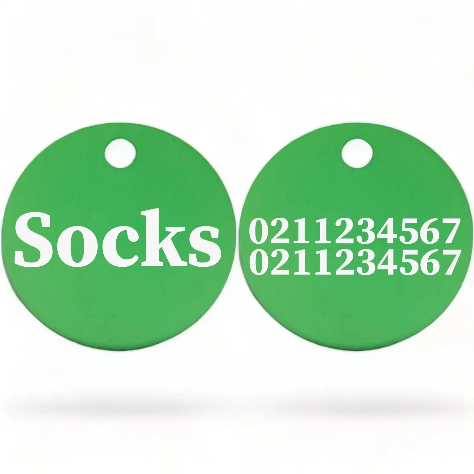 Name Front & 2 Numbers Back | Round Aluminium | Cat & Kitten ID Pet Tag