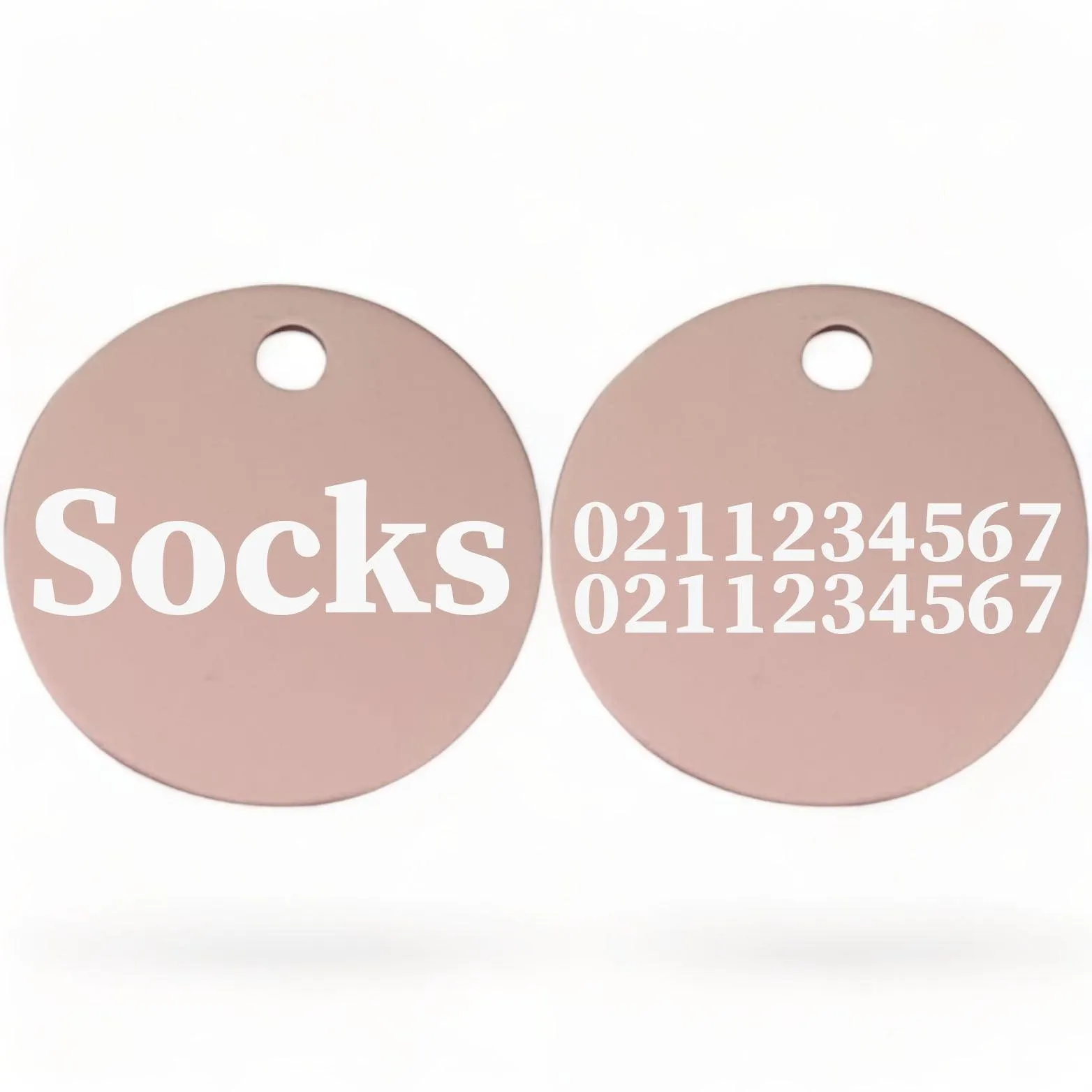 Name Front & 2 Numbers Back | Round Aluminium | Cat & Kitten ID Pet Tag