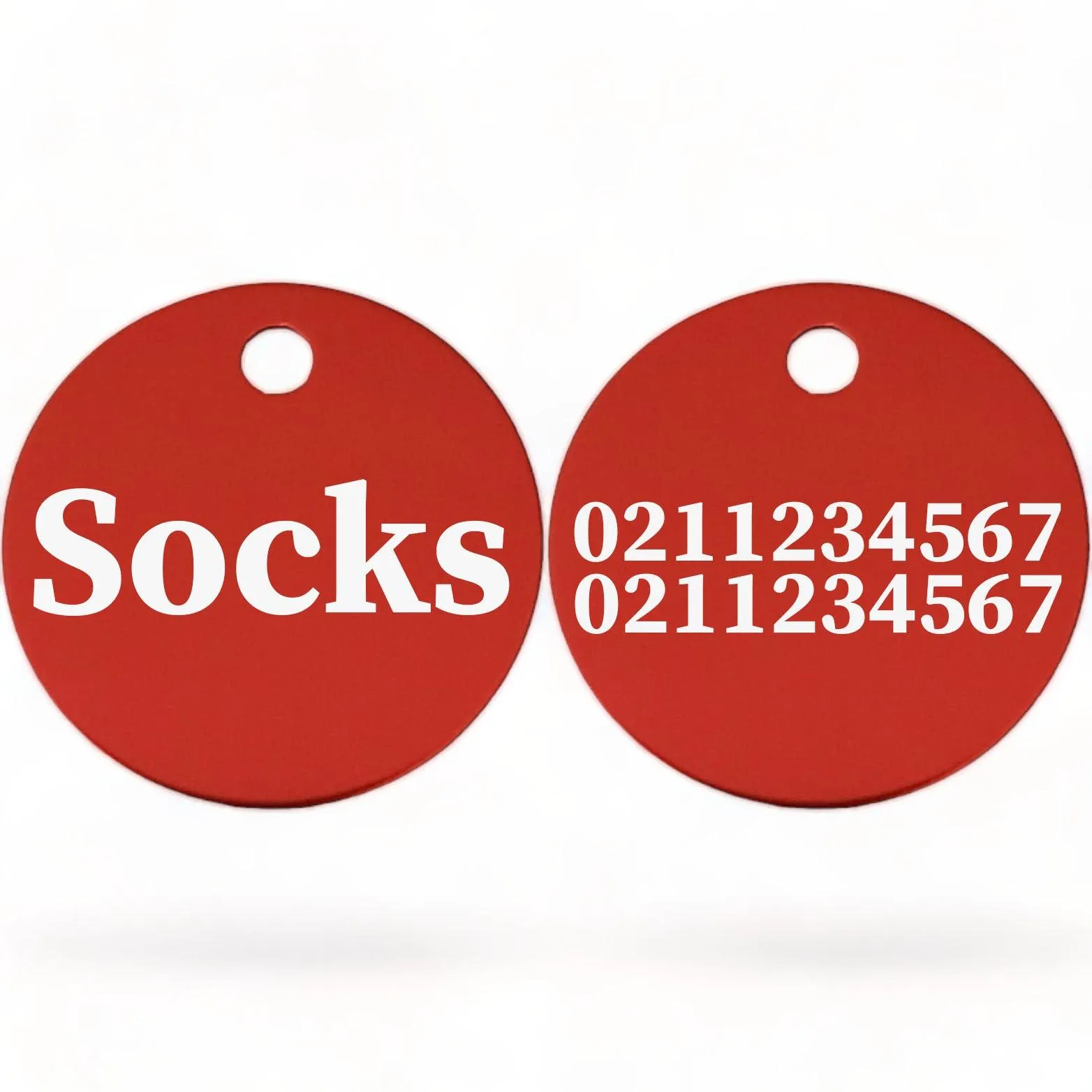 Name Front & 2 Numbers Back | Round Aluminium | Cat & Kitten ID Pet Tag