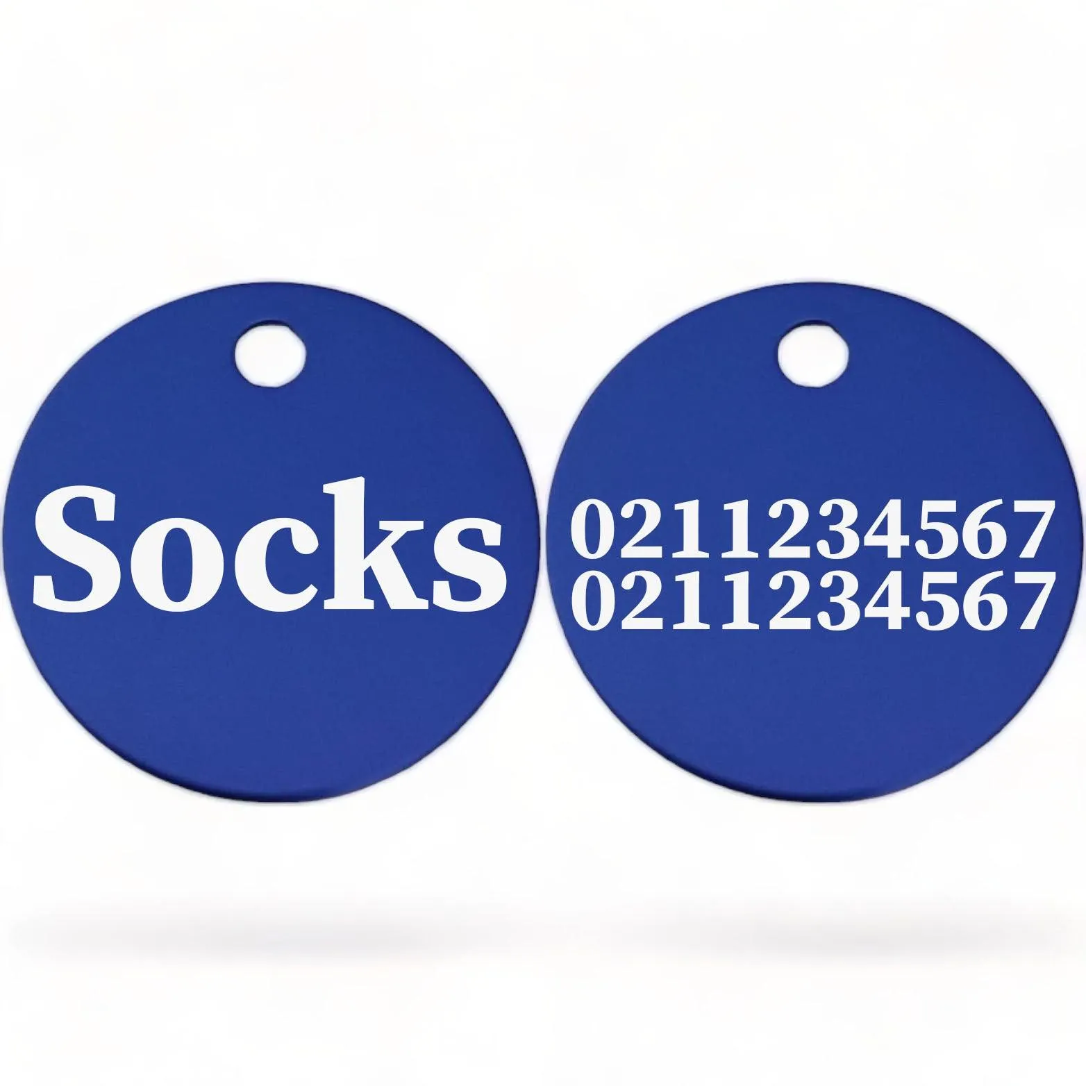 Name Front & 2 Numbers Back | Round Aluminium | Cat & Kitten ID Pet Tag