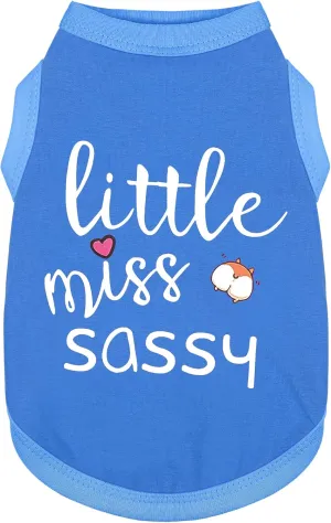 Paiaite Dog Clothes Fashionable Sleeveless Pet Vest: 'Little Miss Sassy' Printed Cotton Dog Shirt, Ideal for Small, Medium, and Large Breeds, Ensuring Comfort and Breathability Blue M