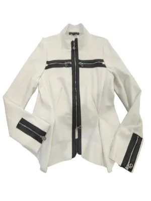 Paula Ryan Zip Trim Fit N Flare Jacket - Winter White