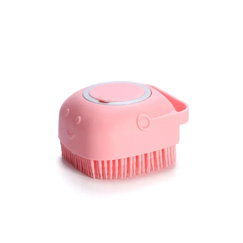 Pet Bathing Brush – Soft Silicone Massager with Built-In Shower Gel Dispenser for Dogs and Cats