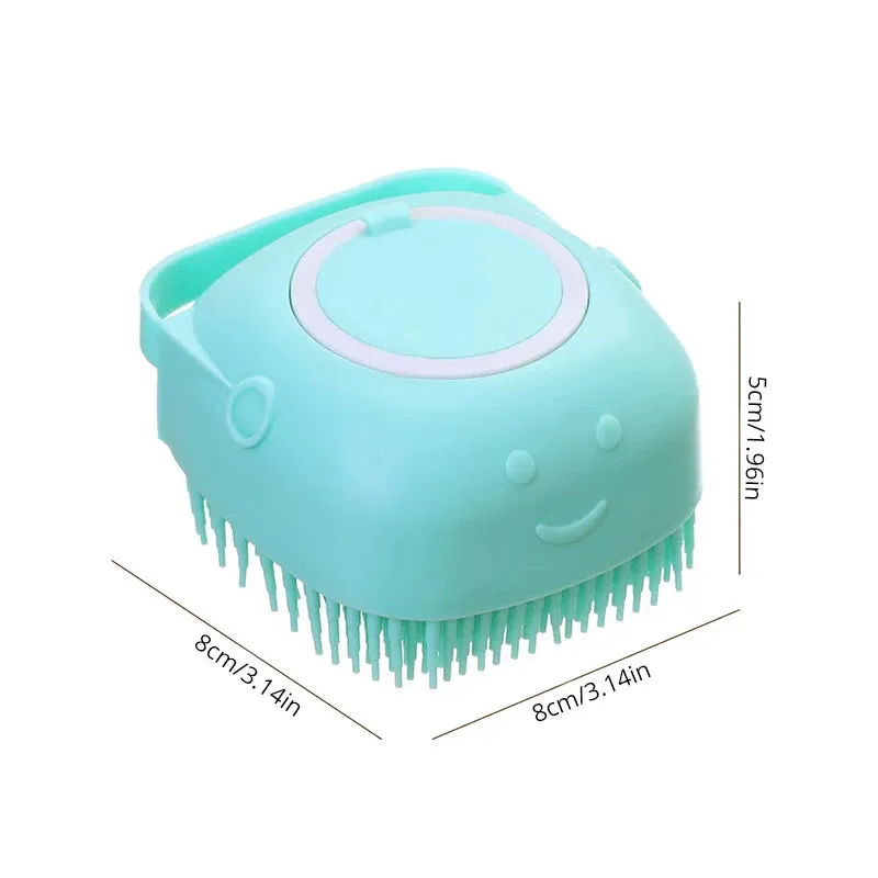 Pet Bathing Brush – Soft Silicone Massager with Built-In Shower Gel Dispenser for Dogs and Cats
