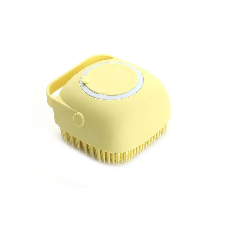 Pet Bathing Brush – Soft Silicone Massager with Built-In Shower Gel Dispenser for Dogs and Cats
