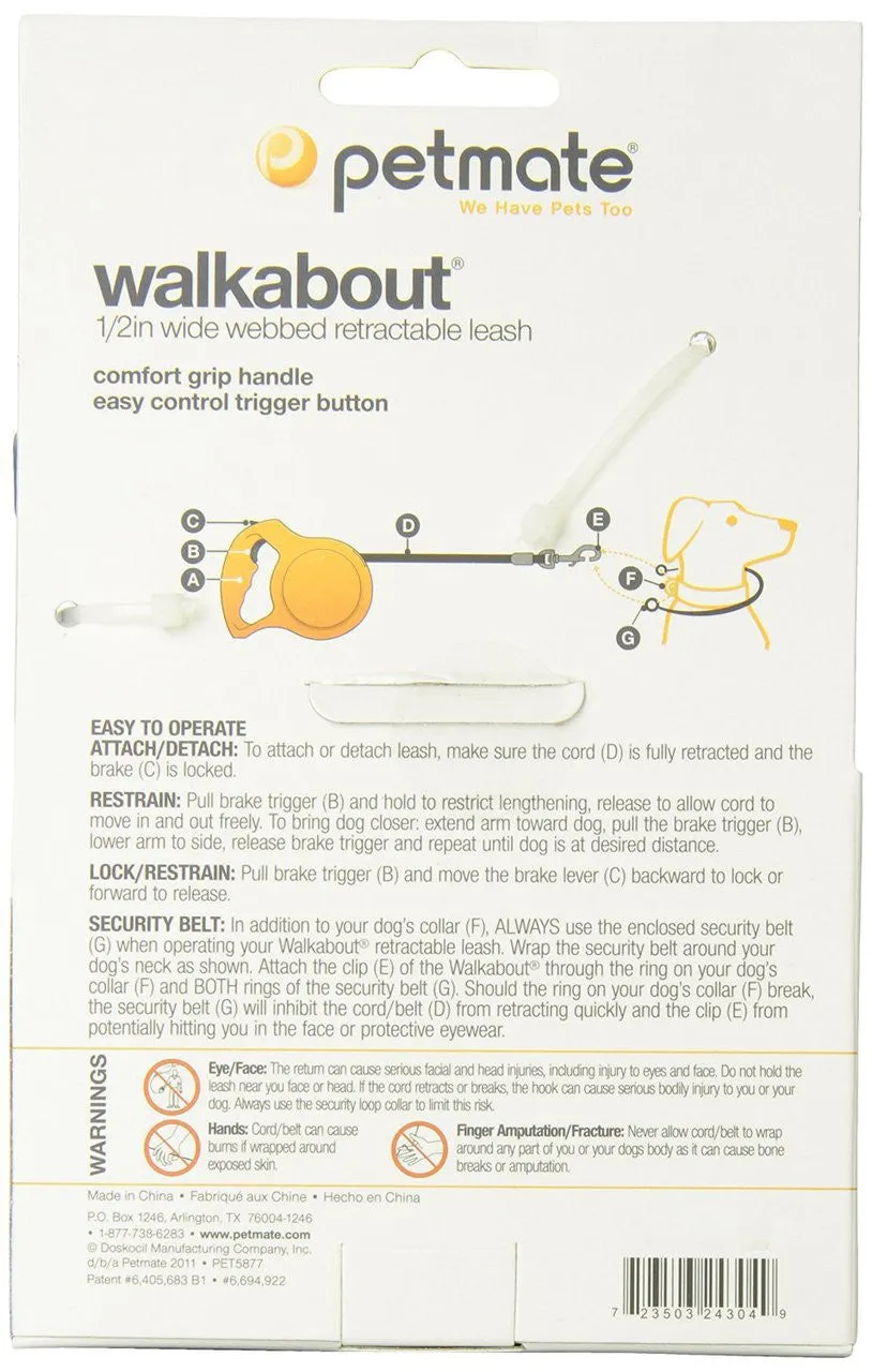 Petmate Walkabout Wide Retractable Leash Black Large
