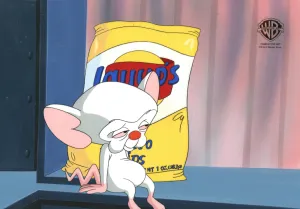 Pinky And The Brain Original Production Cel on Original Background with Matching Drawing: Brain