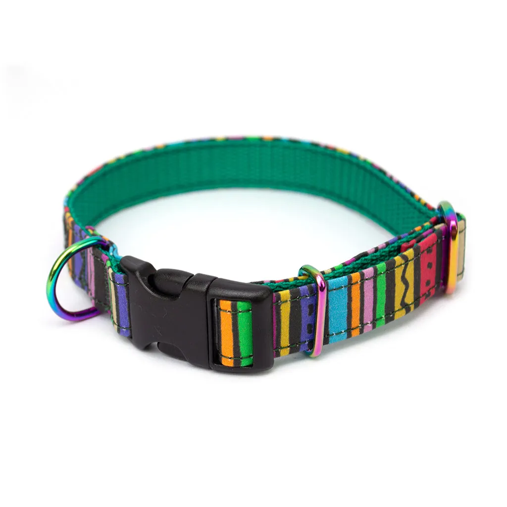 Rainbow Stripe Adjustable Dog Collar