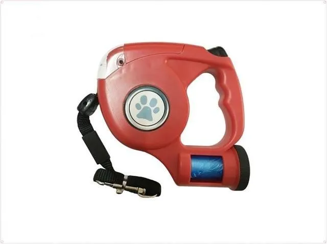 Retractable Leash w/ Built in Poop Dispenser & Flashlight