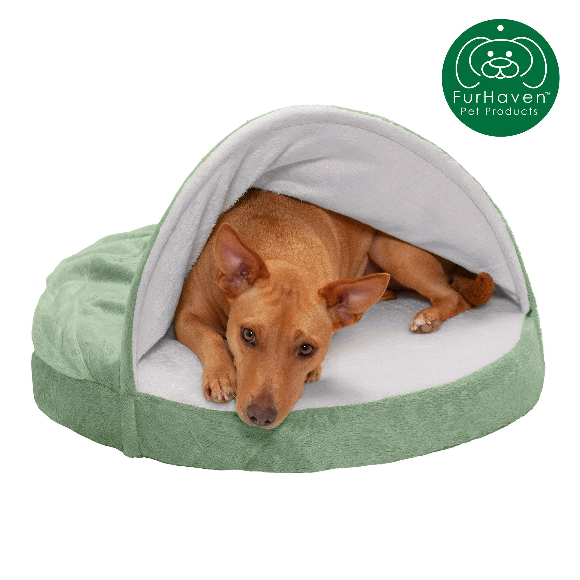 Round Microvelvet Snuggery Burrow Pet Bed