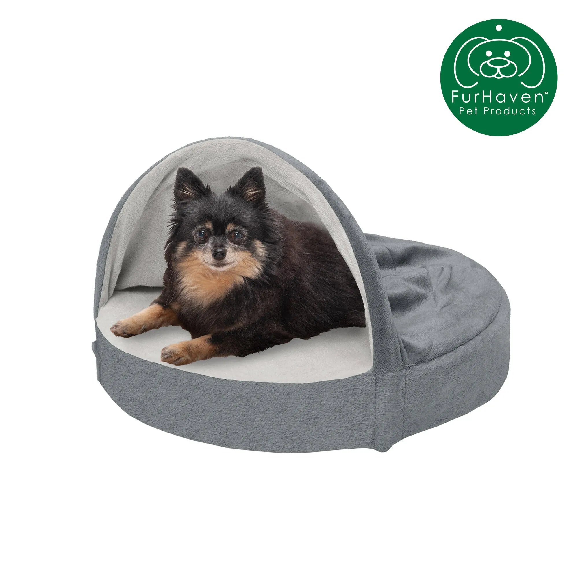 Round Microvelvet Snuggery Burrow Pet Bed