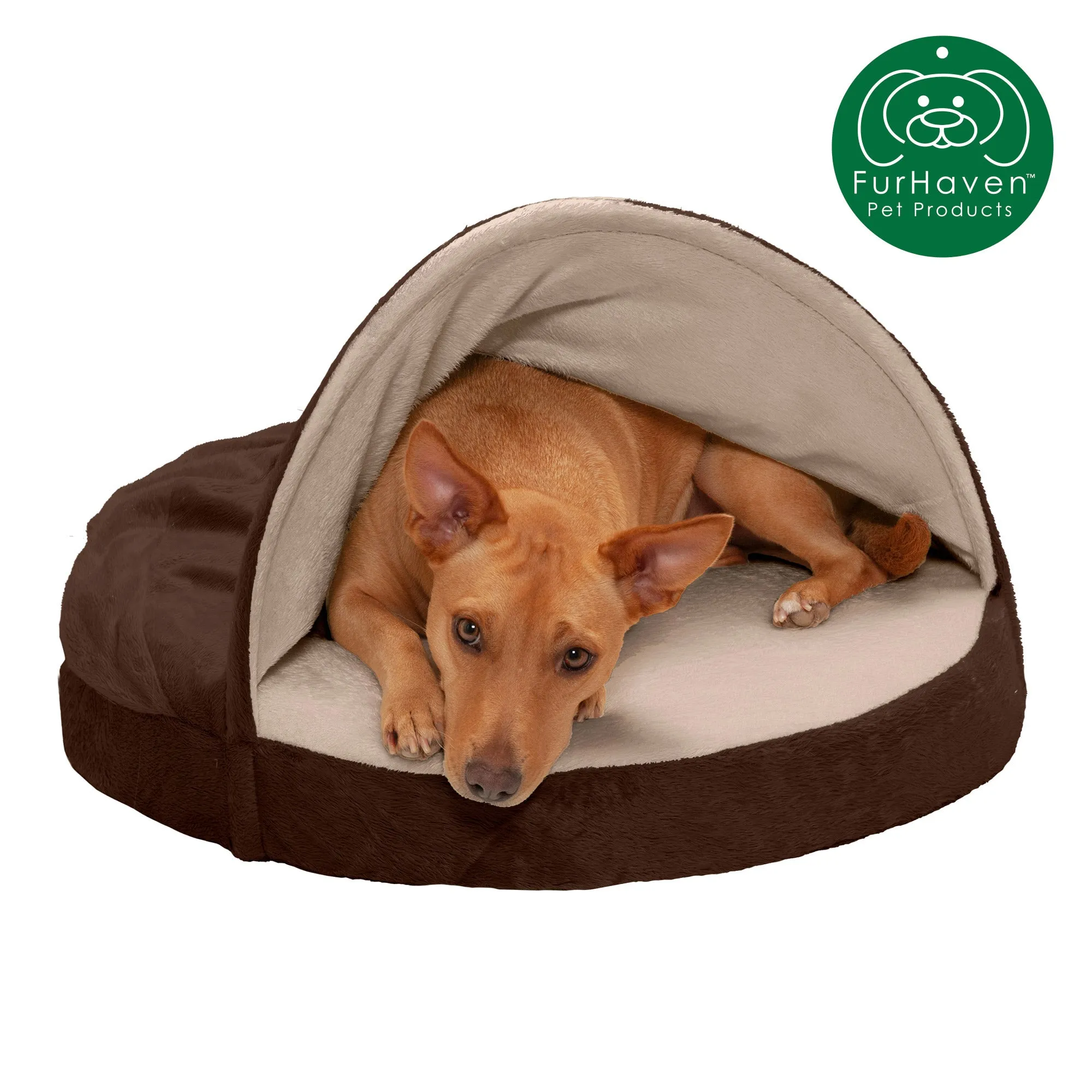 Round Microvelvet Snuggery Burrow Pet Bed