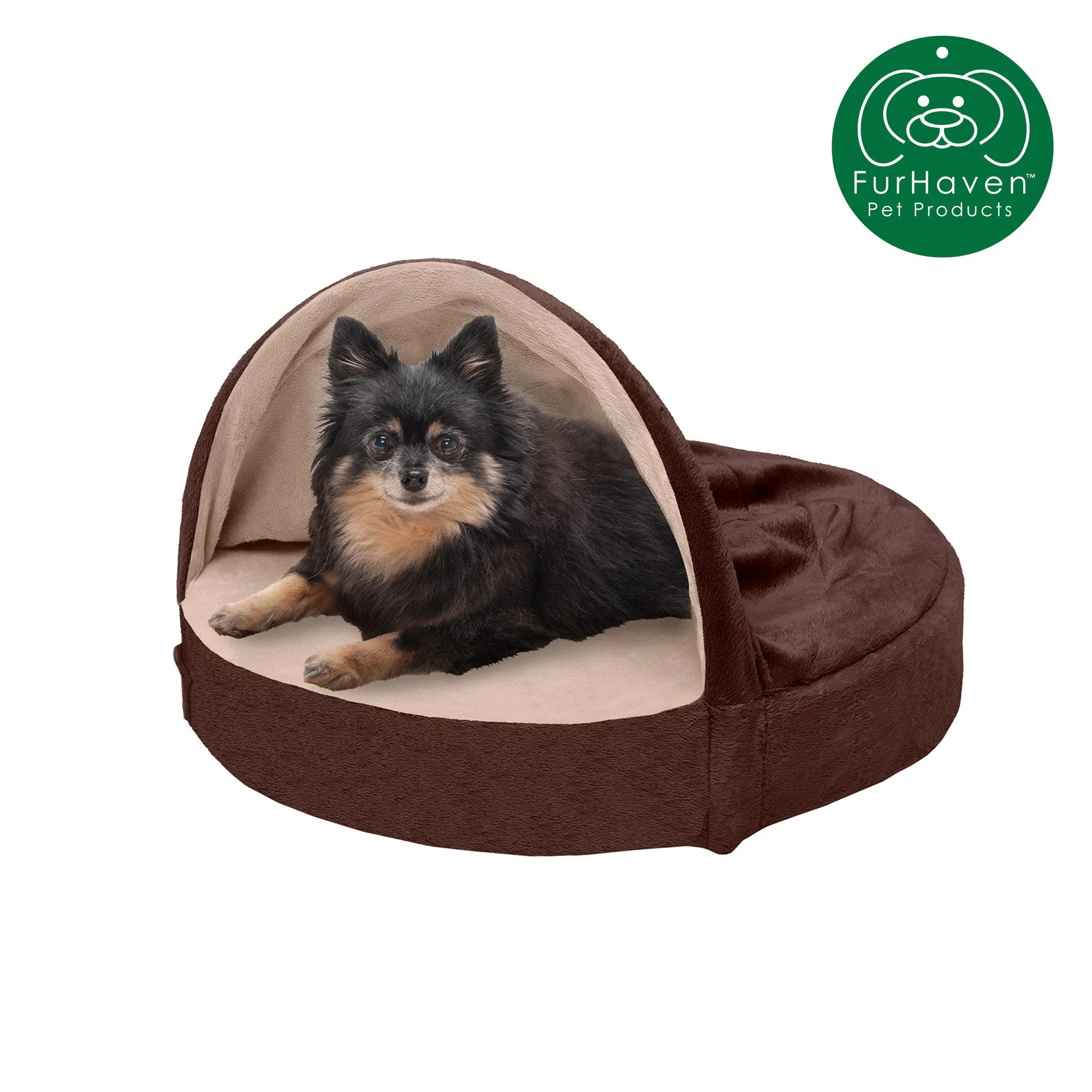 Round Microvelvet Snuggery Burrow Pet Bed