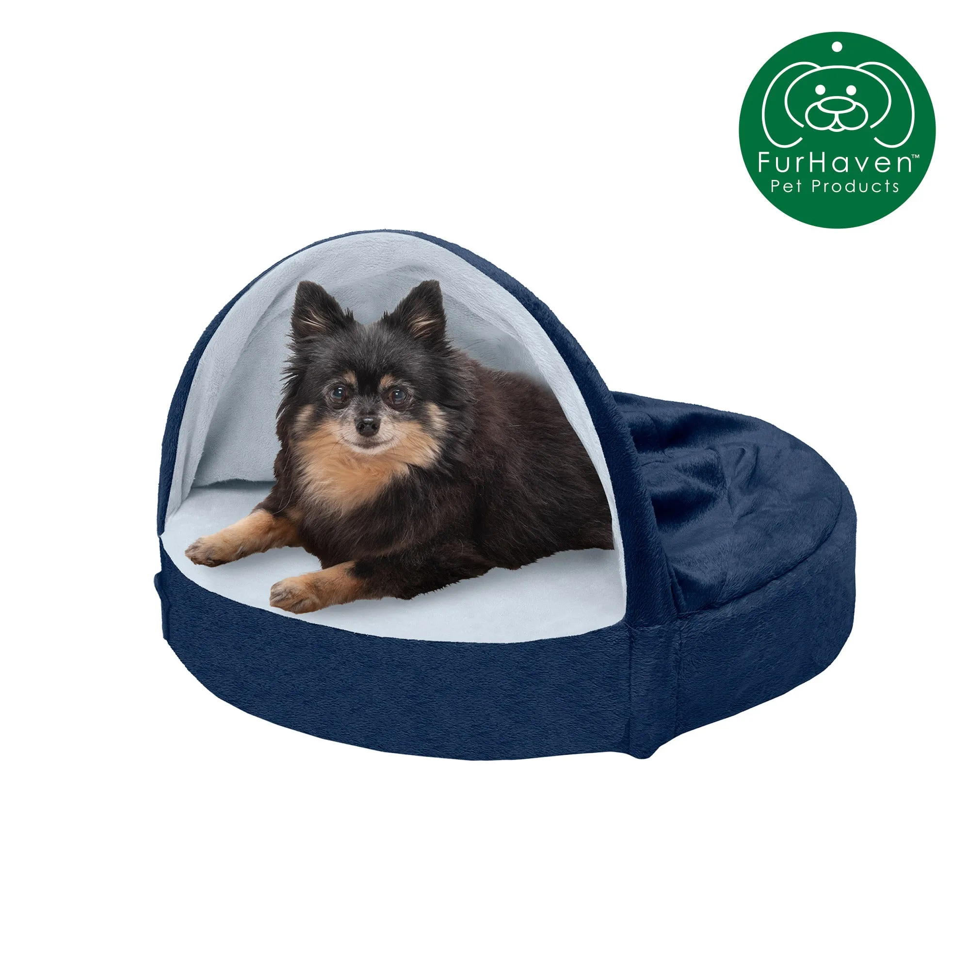 Round Microvelvet Snuggery Burrow Pet Bed