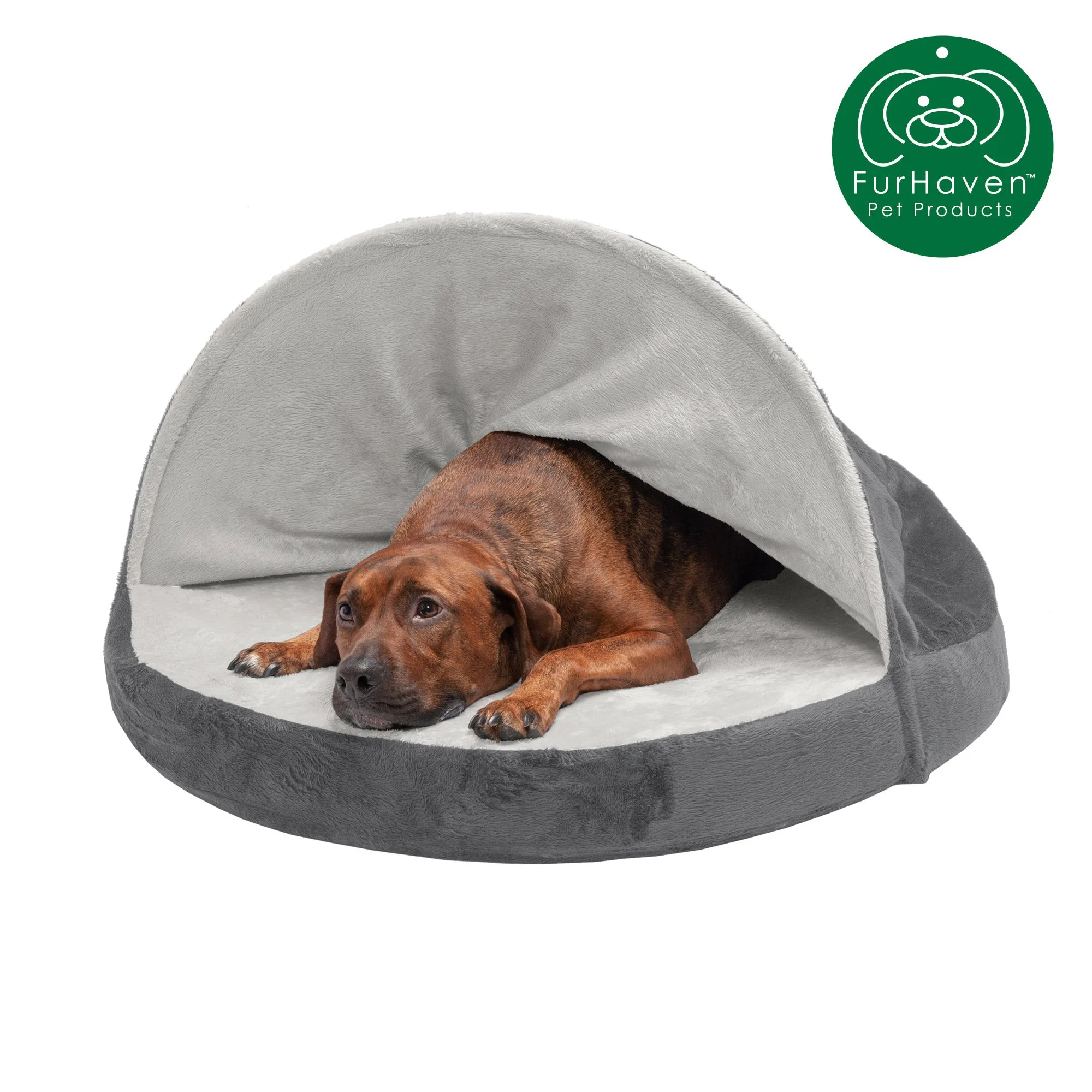 Round Microvelvet Snuggery Burrow Pet Bed