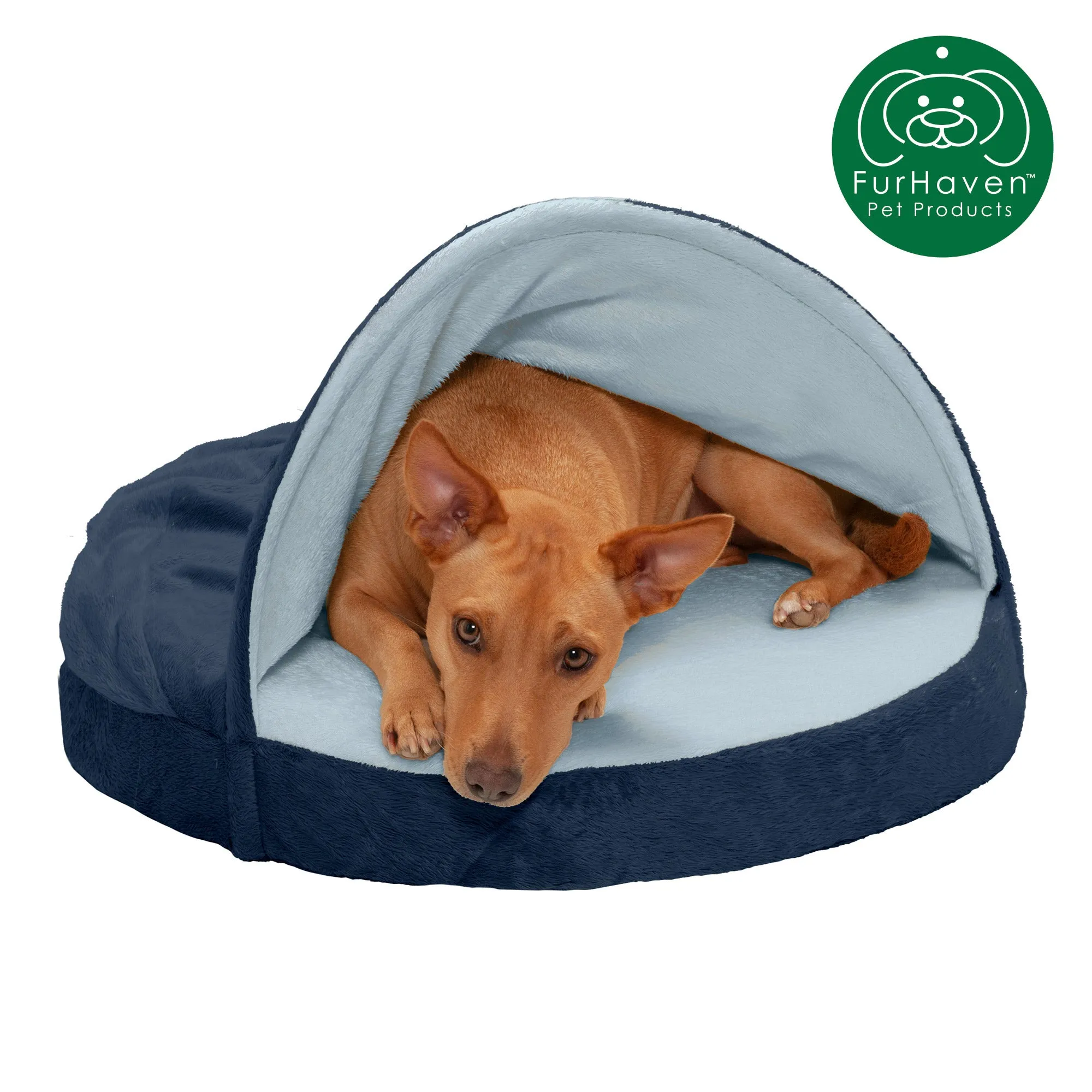 Round Microvelvet Snuggery Burrow Pet Bed
