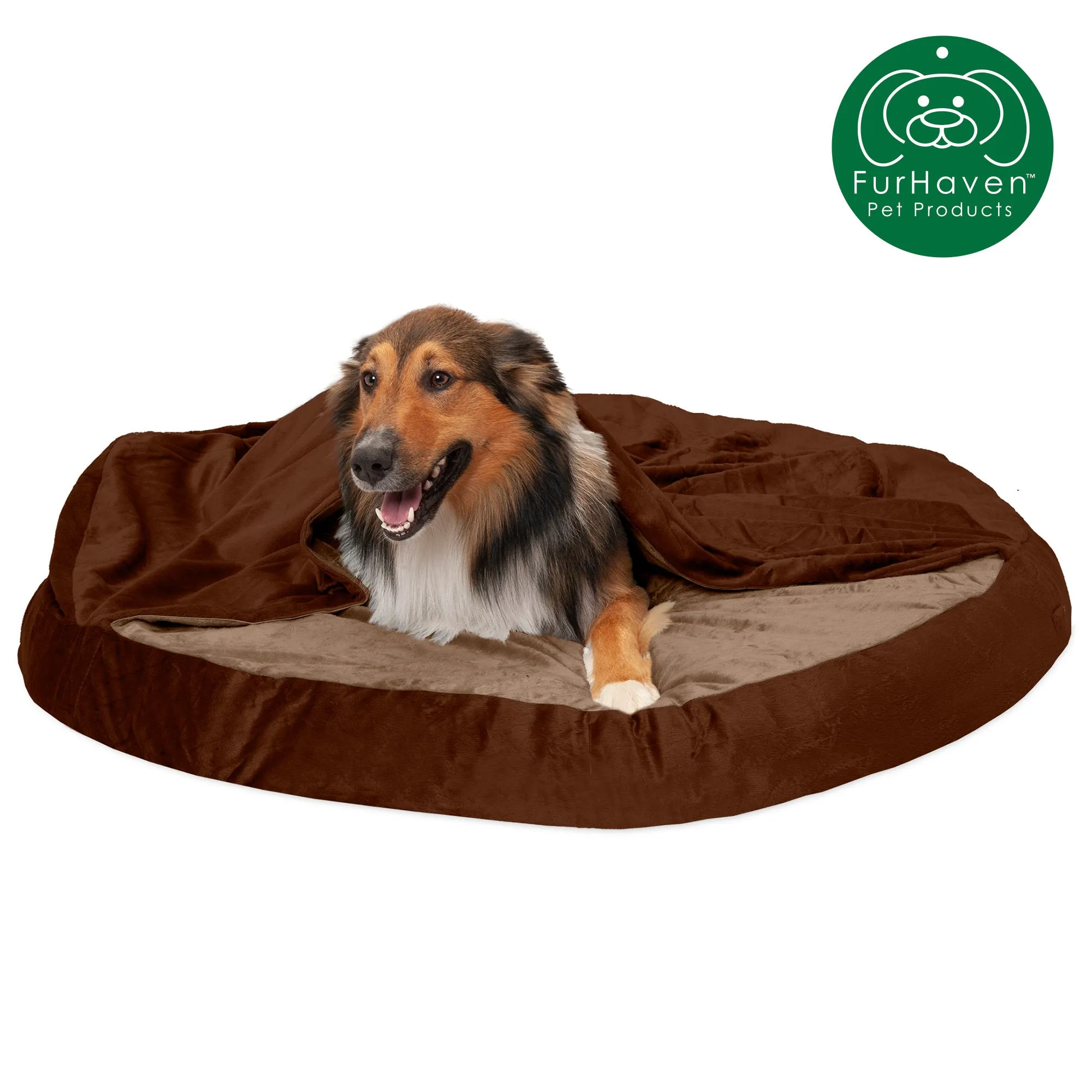 Round Microvelvet Snuggery Burrow Pet Bed
