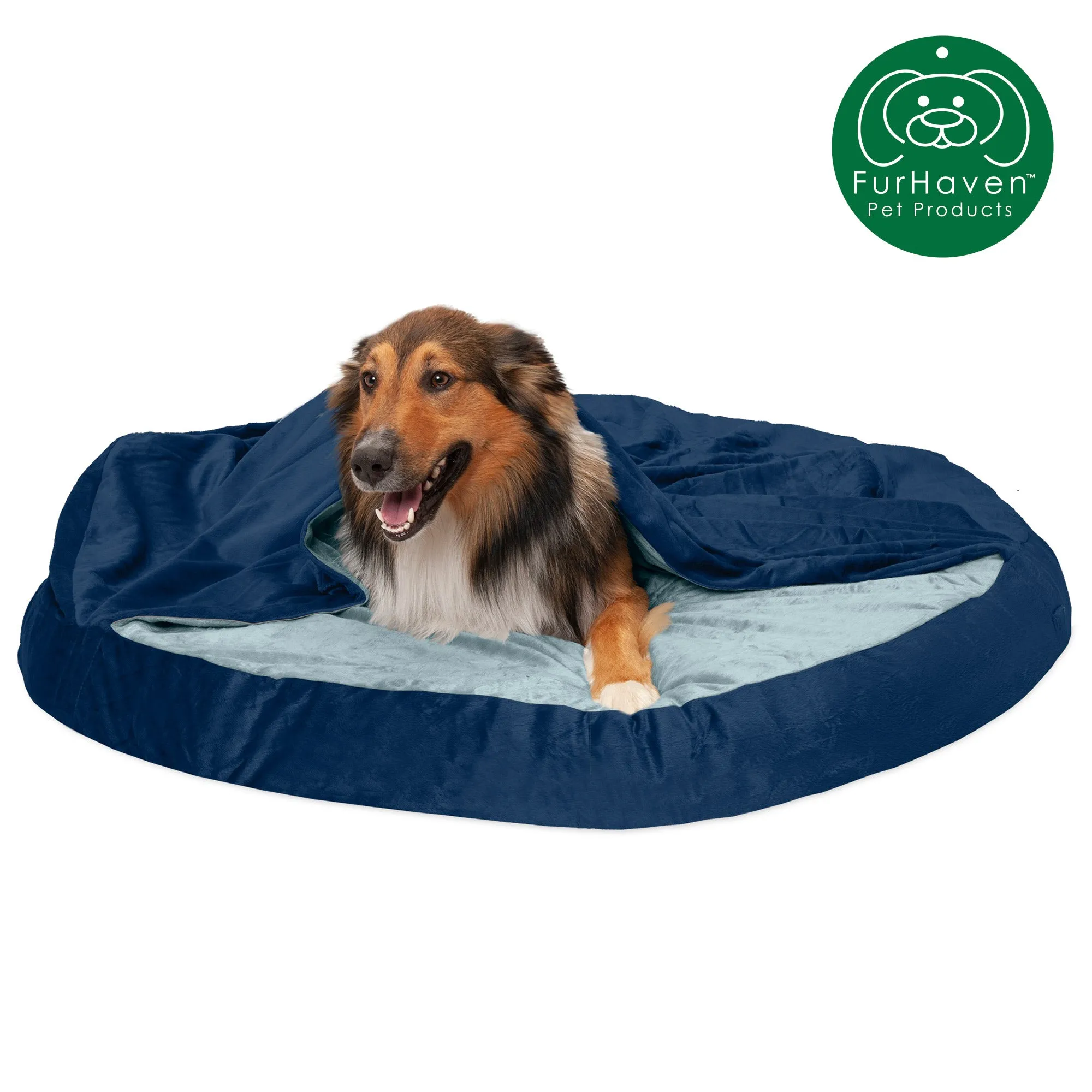 Round Microvelvet Snuggery Burrow Pet Bed