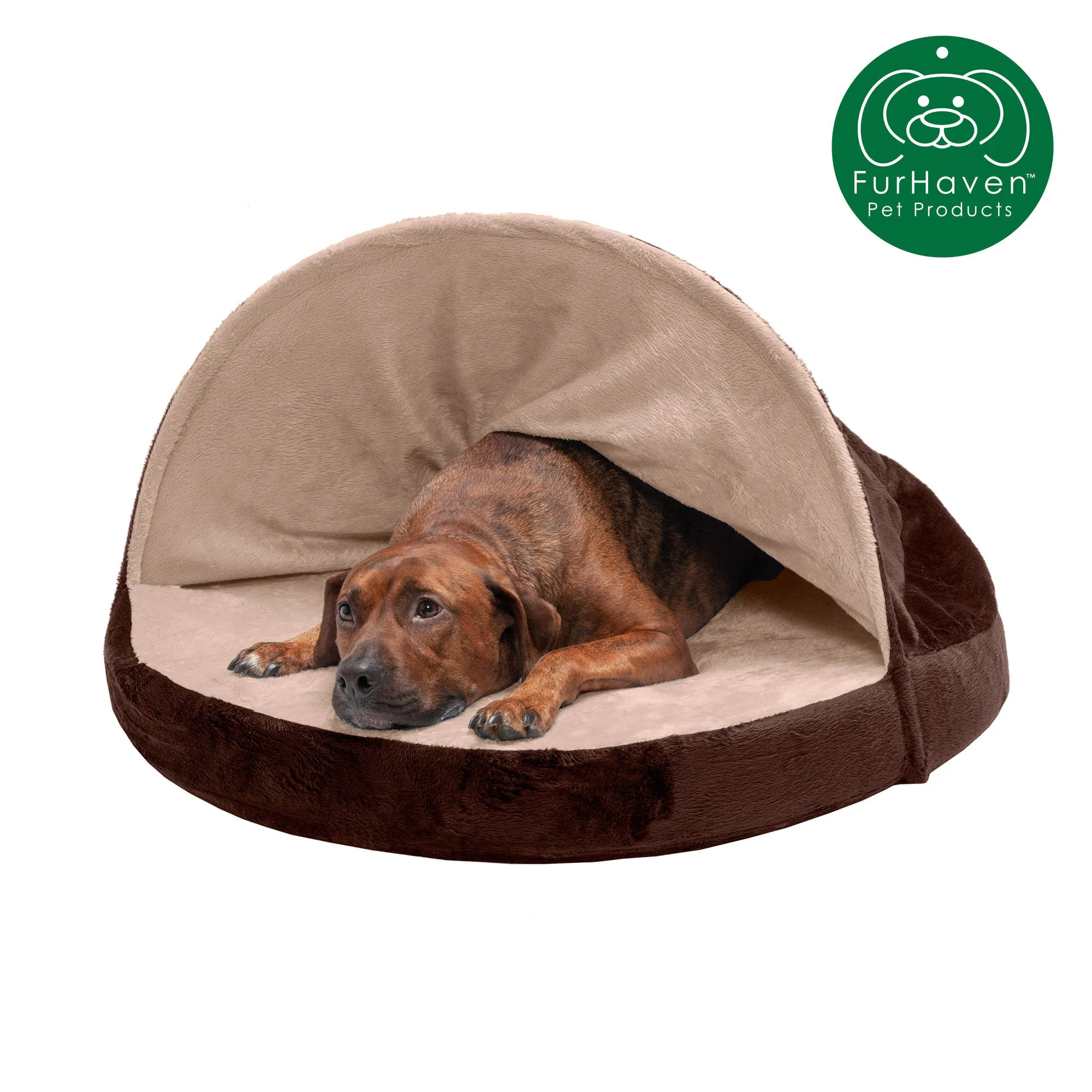 Round Microvelvet Snuggery Burrow Pet Bed