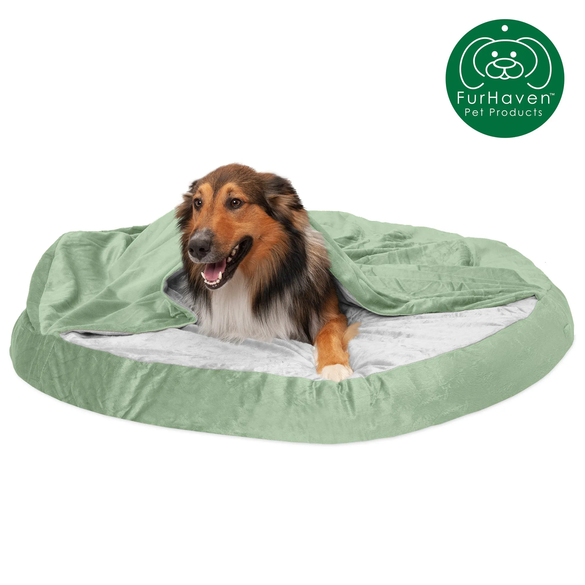 Round Microvelvet Snuggery Burrow Pet Bed