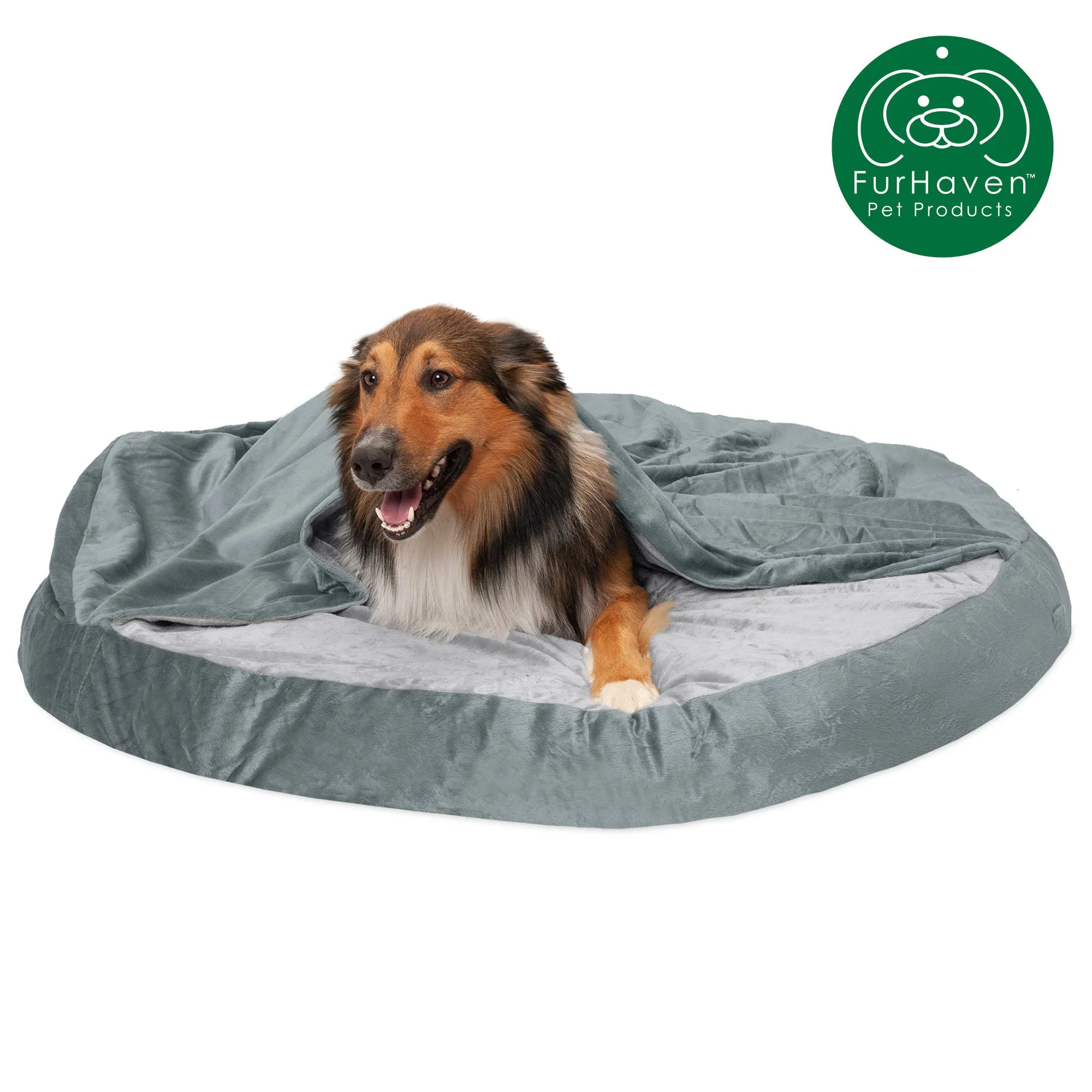 Round Microvelvet Snuggery Burrow Pet Bed